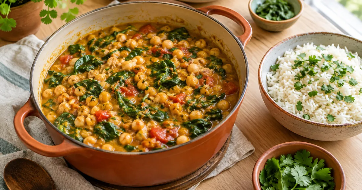 Curry de pois chiches aux épinards : rapide, léger et végétarien