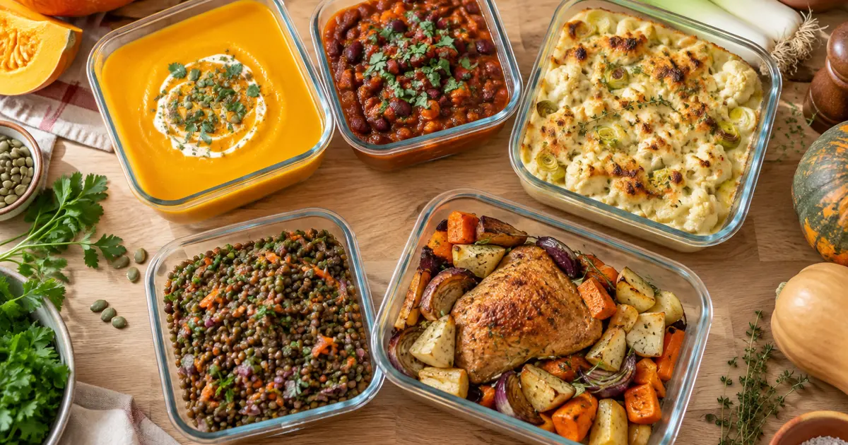 Batch cooking d&rsquo;hiver : 5 dîners pour 4 en 2 heures (liste de courses incluse)